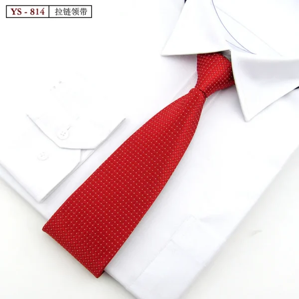 Formal 8CM Korean Zipper Tie for Men's Business Stripe Professional Dress Groom Wedding Tie - Image 30