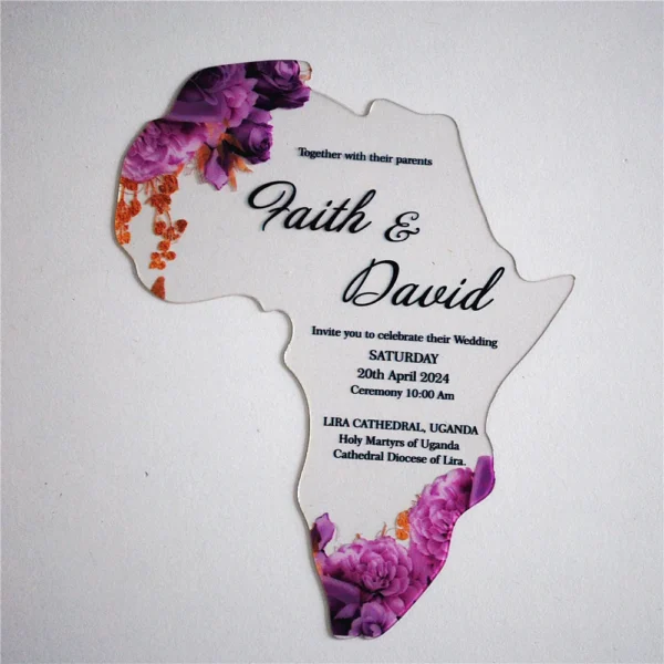 Transparent PVC Wedding Invitation Card, Personalized Printed, Africa Shape, Custom, 10Pcs - Image 4