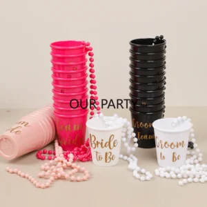 11Pcs Team Bride Drinking Cups Necklace Groom Bride To Be Shot Glasses for Bridal Shower Wedding Bachelorette Party Decoration