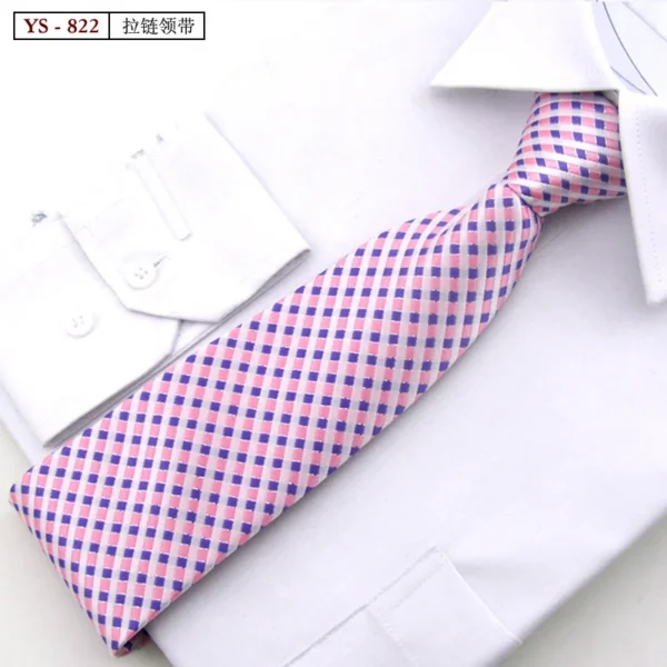 Formal 8CM Korean Zipper Tie for Men's Business Stripe Professional Dress Groom Wedding Tie - Image 11