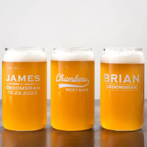 Personalized Beer Cups for Wedding Party, Barware for Him Beer Glasses, Groomsmen Gifts, Best Man Gift, Bachelor Party Gifts - Image 5