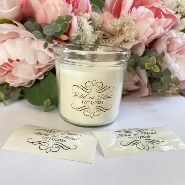 Personalized Name Wedding Candle Stickers Customize Baby Shower Candles Gifts tag - Image 3