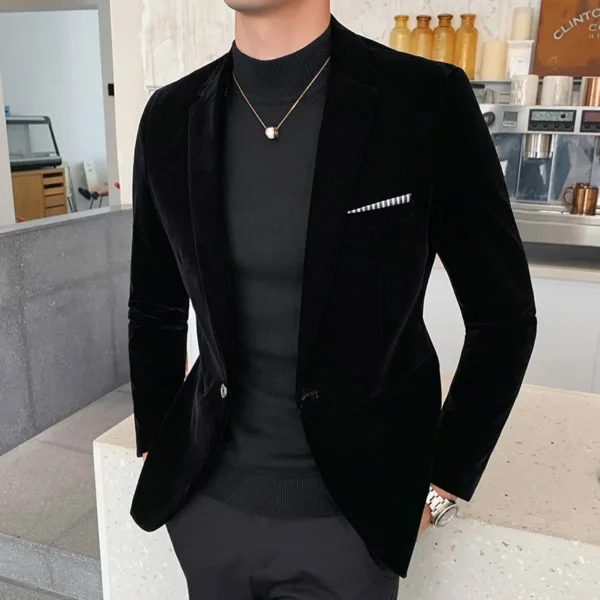 Men Wedding Groom Singer Costume Slim Blazer Formal Wear Dress Burgundy Velvet Blazers for Men Fashion Casual Suits Jackets 5XL - Image 3