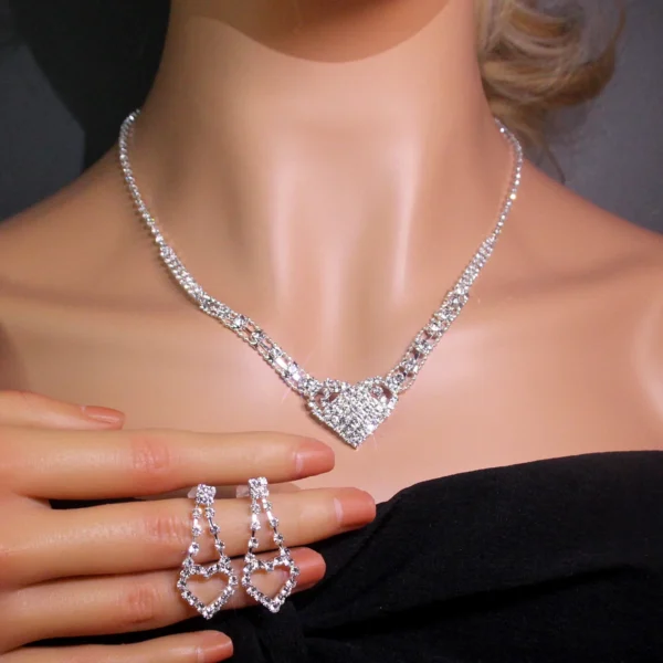 AINAMEISI Bridal Wedding Necklace Earrings Set Silver Rhinestone Necklace Bridal Crystal Jewelry Accessories (3 Pcs Set) - Image 20