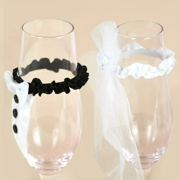 New 2Pcs Wedding Bride Groom Wine Cups Champagne Glasses Ornaments, Glass DIY To Be Bridal Shower Bachelorette Party Decor - Image 5