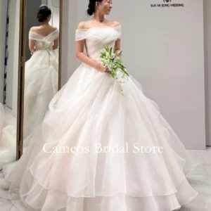 SONDR Off Shoulder Organza Customized Tiered  Elegant Wedding Dresses Ivory Korea Simple Brides Gowns Women Bridal Dresses