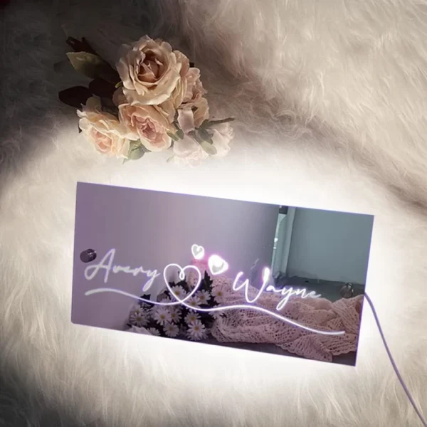 Personalized Name Mirror Light For Bedroom LED Light Up Mirror for Wall Custom Photo Christmas Valentine's Day  Wedding Gifts - Image 5