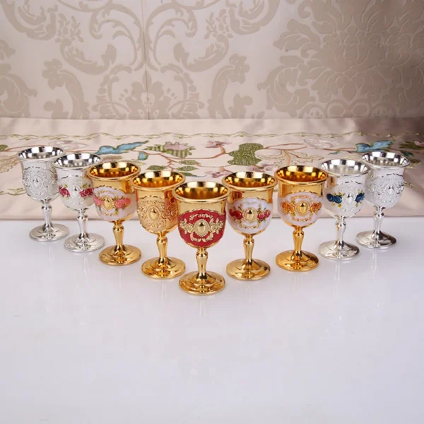 30ml Metal Wine Glasses Retro Wine Cup Goblet Vintage European Style Champagne Cocktail Glasses Bar Home Decor Drinkware - Image 6