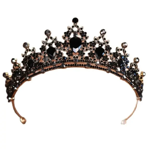 Bridal Headwear Black-Colour Women's Ballroom Crown Baroque Crystal Tiaras And Crowns Bridal Wedding Hair Accessories Jewelry - Image 6