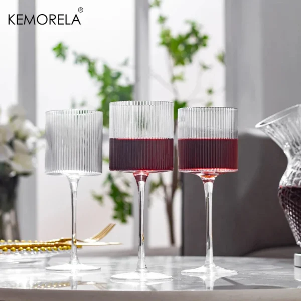 4PCS French Vertical lines Champagne Glasses Home Glass Goblets High-end Red Wine Glasses White Wine Glasses Cocktail Glasses - Image 2