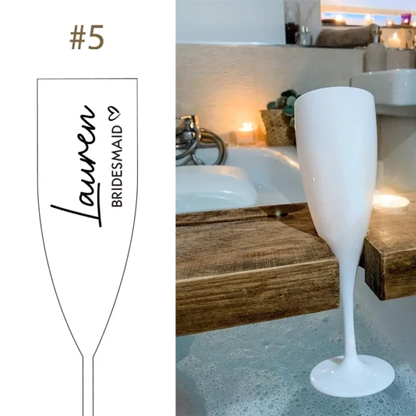 Personalised White Plastic Champagne Flute Wedding Proposal Reception Flutes Bachelorette Party Bride Tribe Gift - Image 11