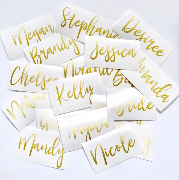 5Pcs Personalized Bride Groom Bridesmaid Name Stickers Vinyl Decal for Water Bottle Glass Calligraphy Labels Tumbler Car Sticker - Image 2