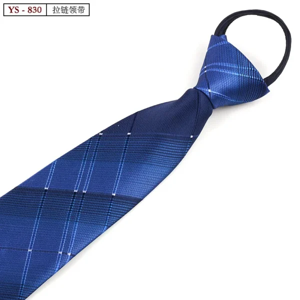 Formal 8CM Korean Zipper Tie for Men's Business Stripe Professional Dress Groom Wedding Tie - Image 15