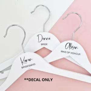 Personalized Wedding Hanger Sticker With Name Bridal Party Decal Custom Hanger Decal Bridesmaid Maid of Honour Gifts