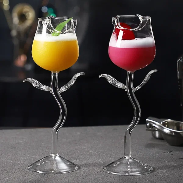 Creative Elegant Champagne Flute Clear Transparent Rose Shape Glass Goblet Glassware Red Wine Cocktail Glasses Cup for Wedding - Image 3