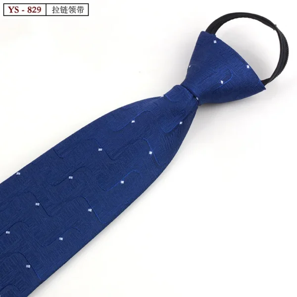 Formal 8CM Korean Zipper Tie for Men's Business Stripe Professional Dress Groom Wedding Tie - Image 10