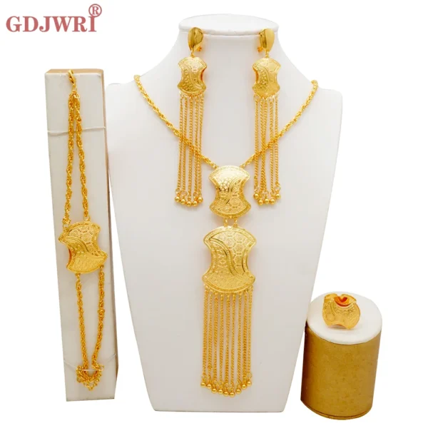 Dubai Jewelry Sets Gold Color Necklace & Earring Set For Women African France Wedding Party Jewelery Ethiopia Bridal Gifts - Image 43