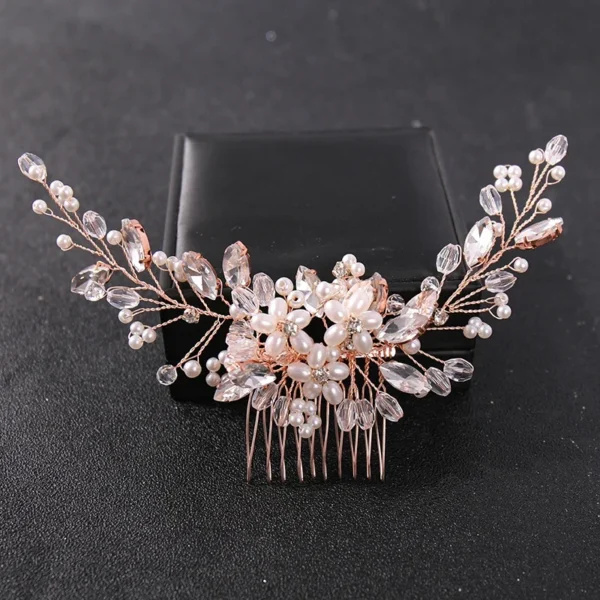 Crystal Rhinestone Flower Pearl Hair Comb Bridal Headband Tiara Hairpin Party Wedding Bridal Hair Accessories Jewelry - Image 9