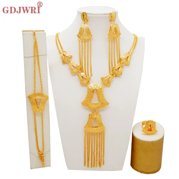 Dubai Jewelry Sets Gold Color Necklace & Earring Set For Women African France Wedding Party Jewelery Ethiopia Bridal Gifts - Image 42