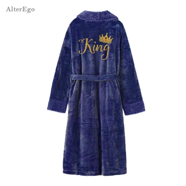 Custom Couple Bathrobe Personalized Wedding Bathrobe Flannel Anniversary King Queen Robes Honeymoon Mr Gift Bride And Groom Gift - Image 19