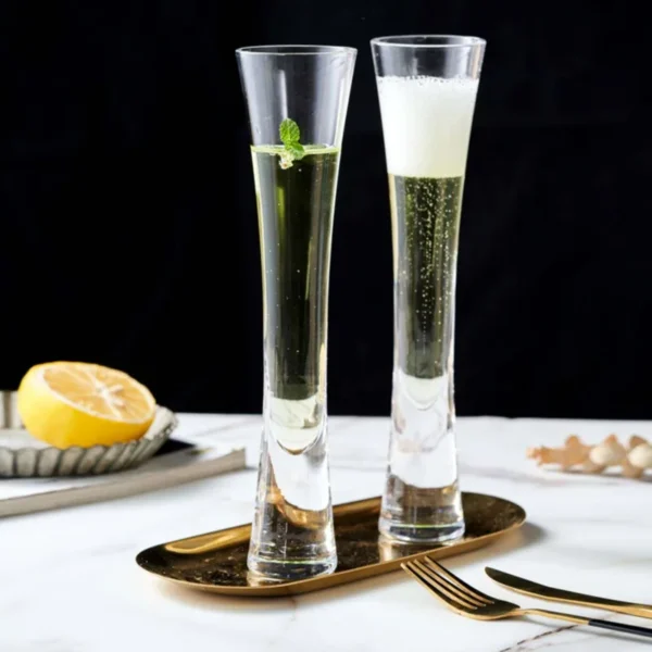 Ereganto Champagne Glasses Glitter Flutes Clear Cups Bubble Wine Tulip Cocktail for Bar Party Gift Wedding bubbly Wine Glasses - Image 2