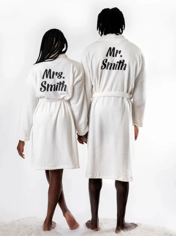 Customized Honeymoon Robes Couples Spa Robes Gift Bride And Groom Gift Mr Mrs Bathrobes Flannel Anniversary King Queen Bathrobes - Image 3