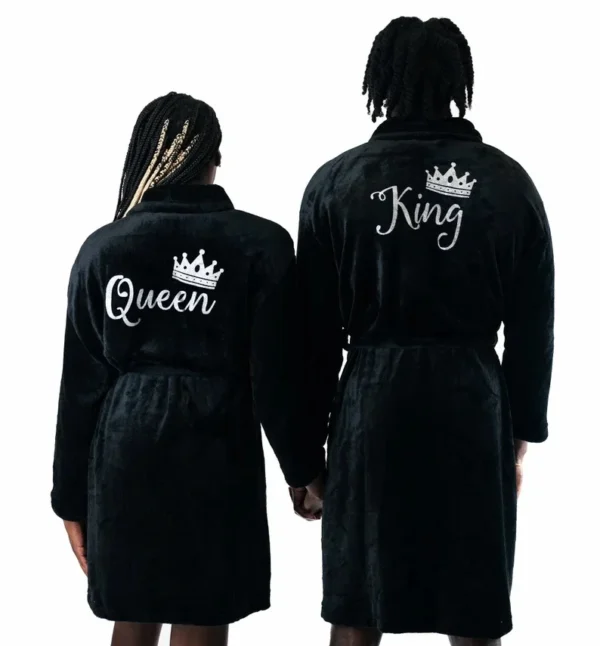 Customized Honeymoon Robes Couples Spa Robes Gift Bride And Groom Gift Mr Mrs Bathrobes Flannel Anniversary King Queen Bathrobes - Image 2