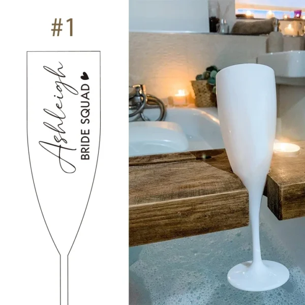 Personalised White Plastic Champagne Flute Wedding Proposal Reception Flutes Bachelorette Party Bride Tribe Gift - Image 10