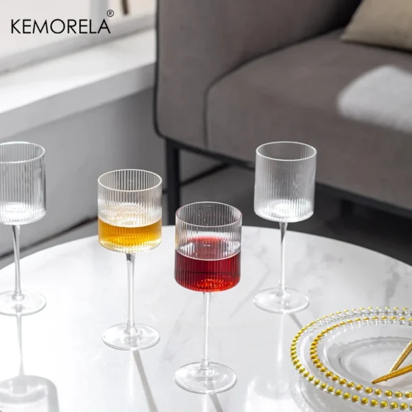 4PCS French Vertical lines Champagne Glasses Home Glass Goblets High-end Red Wine Glasses White Wine Glasses Cocktail Glasses - Image 3