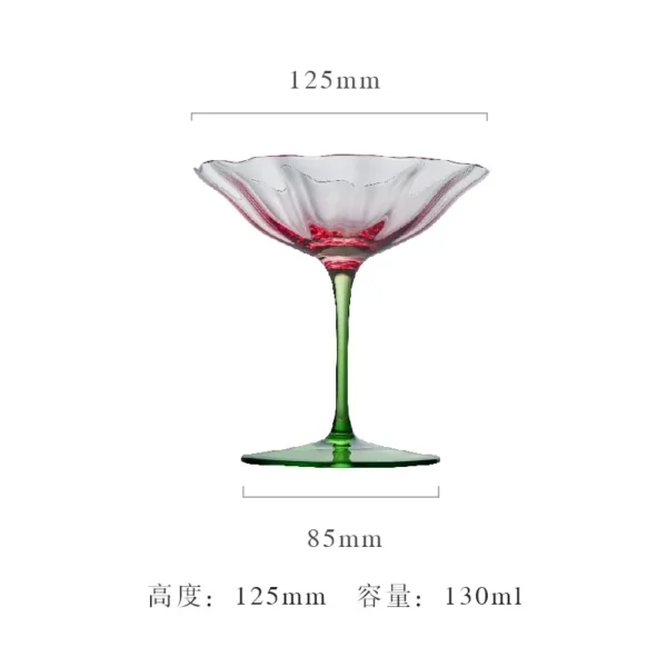 Home Light Luxury Retro Flower Wine Glasses Champagne Cup Set Crystal Goblet Glass Cocktail Glass Martini Cup Ribbed Pink Green - Image 20