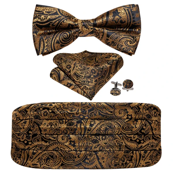 Wedding Red Silk Cummerbund For Men Exquisite Paisley Bowtie Handkerchief Cufflinks Sets Groom Party Business Barry.Wang 1070 - Image 20