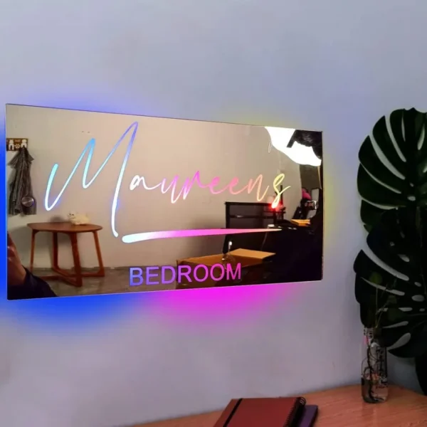 Personalized Name Mirror Light For Bedroom LED Light Up Mirror for Wall Custom Photo Christmas Valentine's Day  Wedding Gifts