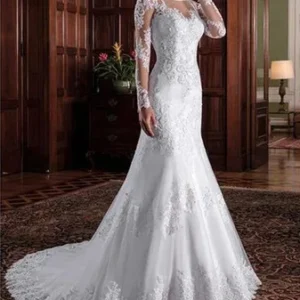 Sexy Exquisite Tulle Jewel Neckline Mermaid Wedding Dresses 2020 Beaded Lace Applqiques Long Sleeves Bridal Dresses Plus Size