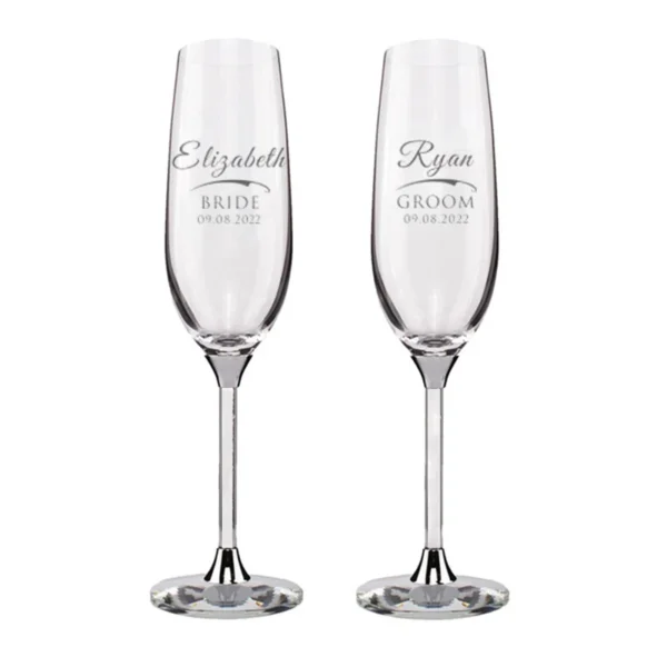 Personalized Champagne Flute Wedding Party Mr and Mrs Champagne Glasses Anniversary Gift for Couple New Years Celebration - Image 14