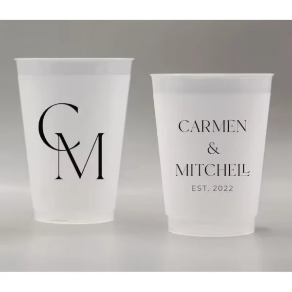 Customized Frosted Shatterproof Flex Cups, Personalized Wedding Favor Cups, Wedding Favors, Minimalistic Wedding, Modern Wedding - Image 4