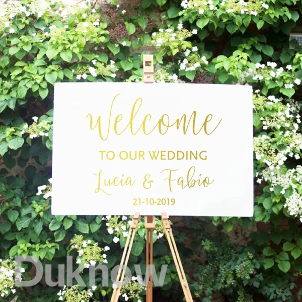 Personalised Wedding Welcome Sticker Sign Bride and Groom Names Wedding Date Customized Vinyl Decal Sticker - Image 3