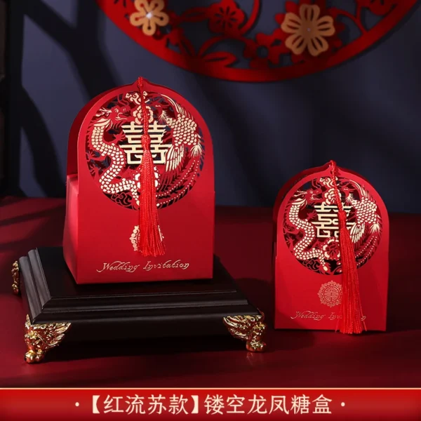 50pcs Big Red Chinese Wedding Candy Box with Tassels Traditional Engagement Decor Gift Box Bride and Groom Wedding Favor Boxes - Image 13