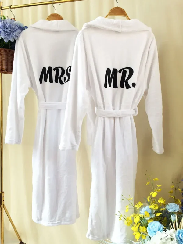 Custom Plush Bathrobe Personalized Terry Robe Bride Groom Customized Mens Bathrobes Valentines Gifts Robes for Couple Bath Robes - Image 2