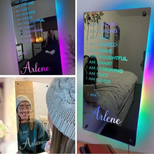 Personalized Name Mirror Light For Bedroom LED Light Up Mirror for Wall Custom Photo Christmas Valentine's Day  Wedding Gifts - Image 4