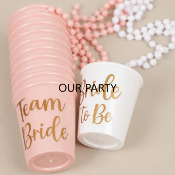 11Pcs Team Bride Drinking Cups Necklace Groom Bride To Be Shot Glasses for Bridal Shower Wedding Bachelorette Party Decoration - Image 3