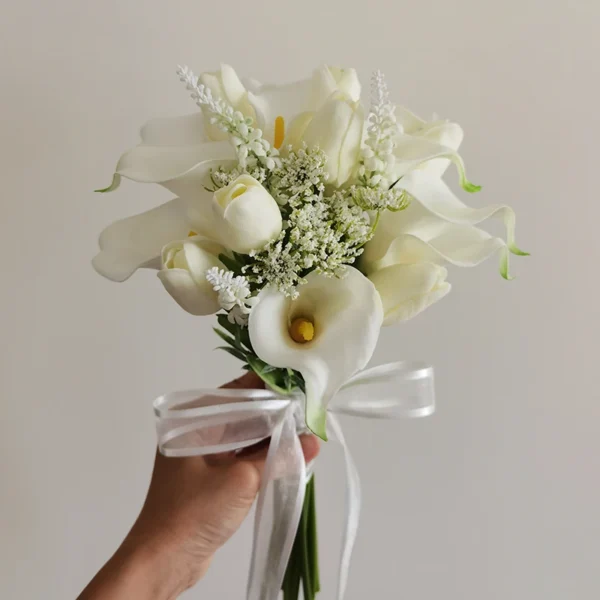 Wedding Bouquet Artificial Calla Lily Hand Bouquet Bridal Holding Flowers for Bridesmaid Wedding Flowers Bridal Accessories - Image 6