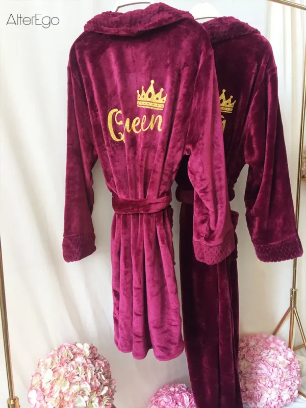 Custom Couple Bathrobe Personalized Wedding Bathrobe Flannel Anniversary King Queen Robes Honeymoon Mr Gift Bride And Groom Gift - Image 5