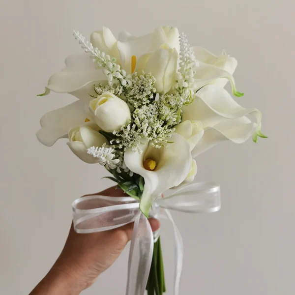 Wedding Bouquet Artificial Calla Lily Hand Bouquet Bridal Holding Flowers for Bridesmaid Wedding Flowers Bridal Accessories - Image 2