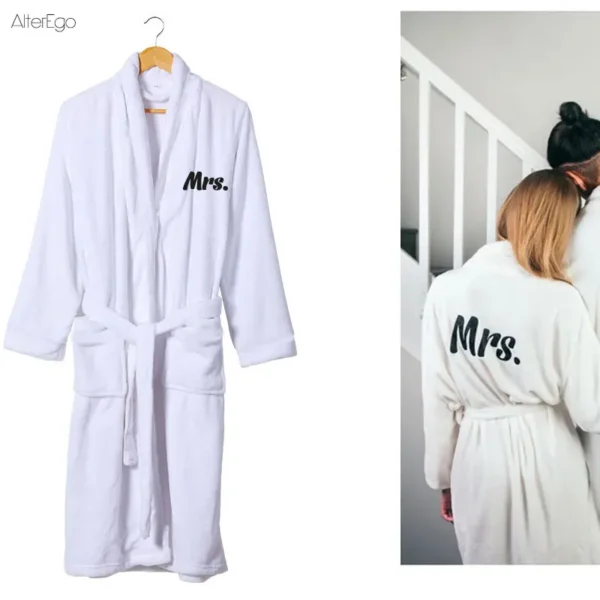 Custom Plush Bathrobe Personalized Terry Robe Bride Groom Customized Mens Bathrobes Valentines Gifts Robes for Couple Bath Robes - Image 7