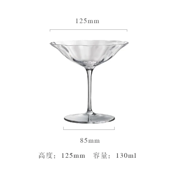 Home Light Luxury Retro Flower Wine Glasses Champagne Cup Set Crystal Goblet Glass Cocktail Glass Martini Cup Ribbed Pink Green - Image 9