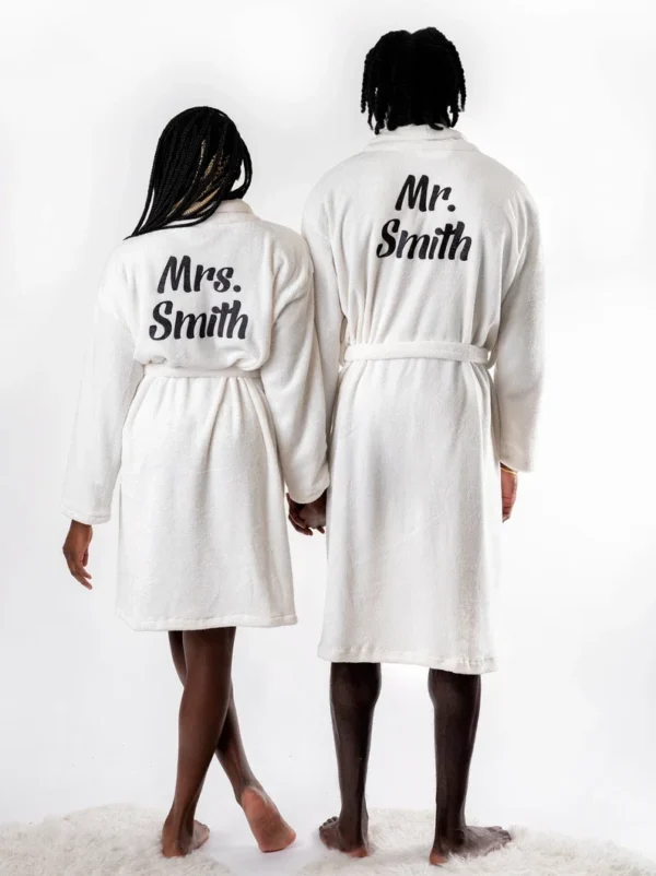 Couple Plush Bathrobes Customized His and Hers Bathrobes Wedding Gifts Personalized Bathrobe King and Queen Robes Bridal Shower - Image 3