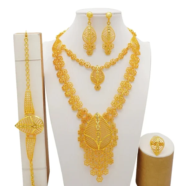 Dubai Jewelry Sets Gold Color Necklace & Earring Set For Women African France Wedding Party Jewelery Ethiopia Bridal Gifts - Image 32