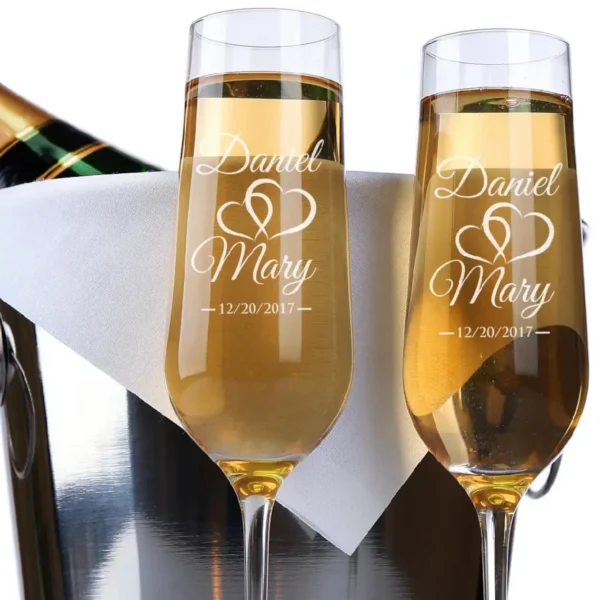 2Pcs Personalized Mrs and Mr Champagne Flute Party Wine Glass Engagement and Anniversary Gift New Years Celebration - Image 14