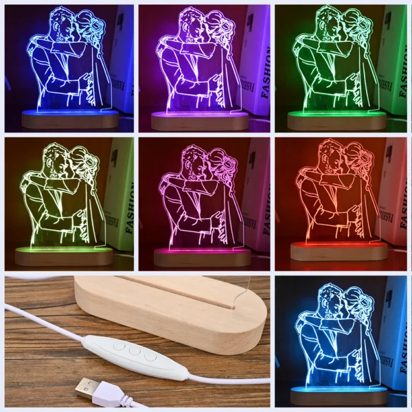 Personalized 3D Photo Lamp Custom Photo And Text Customized Valentine's Day Wedding Anniversary Birthday 3D Night Light Gifts - Image 6