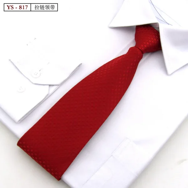 Formal 8CM Korean Zipper Tie for Men's Business Stripe Professional Dress Groom Wedding Tie - Image 33